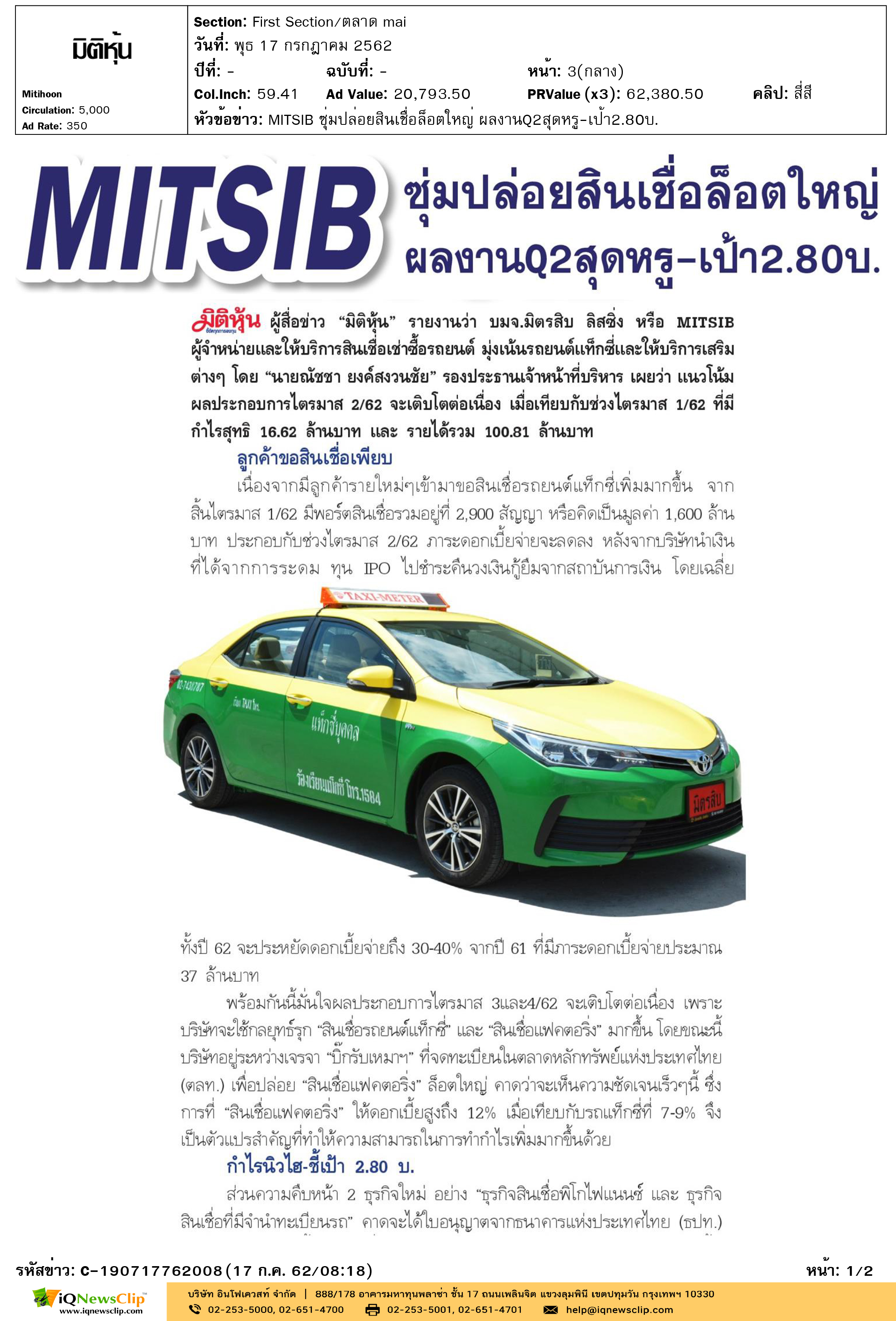 MITSIB-มิติหุ้น-MITSIB-ซุ่มปล่อยสินเชื่อล็อตใหญ่-ผลงานQ2สุดหรู-เป้า2